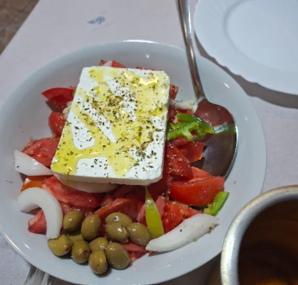 Greek salad with feta and olives